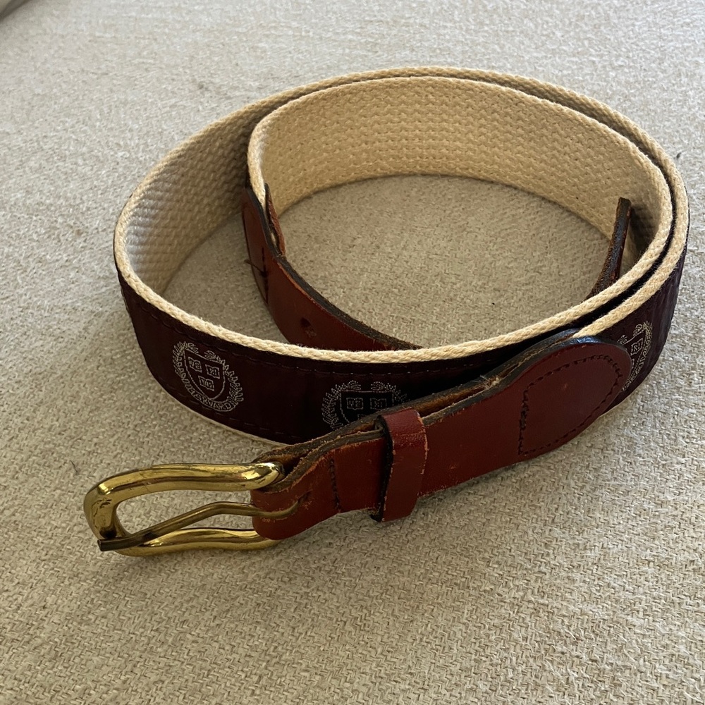 VINTAGE Harvard Canvas Gold Tone Buckle Belt Size Small